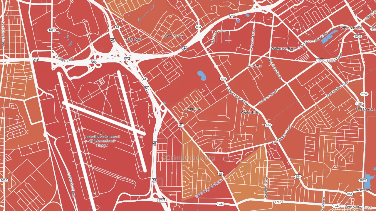 Lynnview, KY Map of Drug-Related Crime Rates