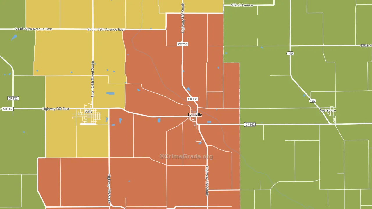 Lynnville, IA Map of Drug-Related Crime Rates