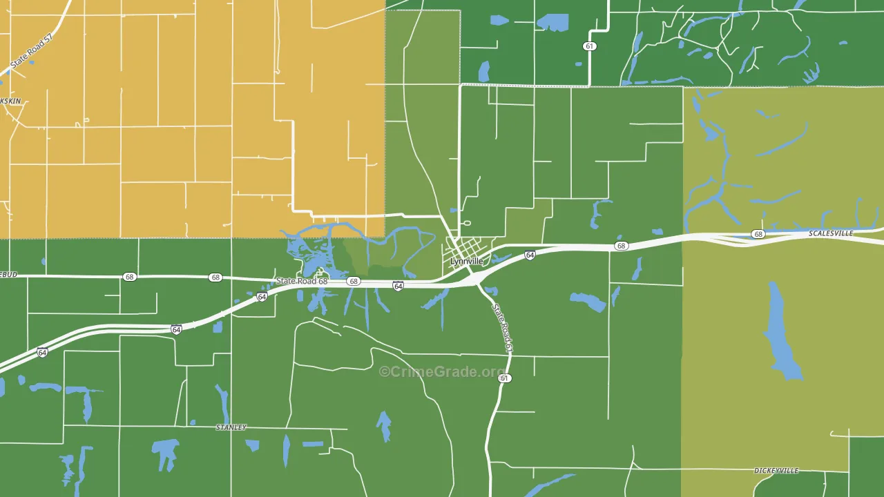 Lynnville, IN Map of Drug-Related Crime Rates