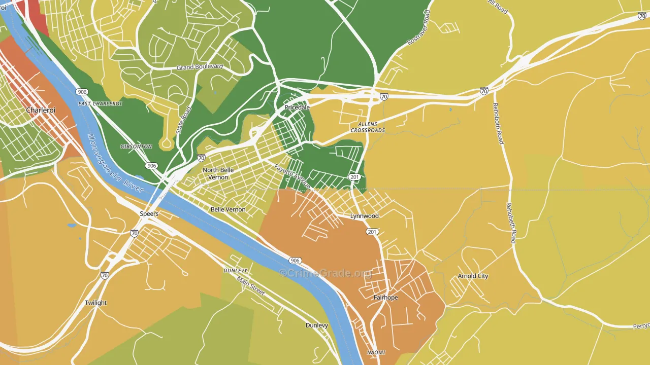 Lynnwood-Pricedale, PA Map of Drug-Related Crime Rates