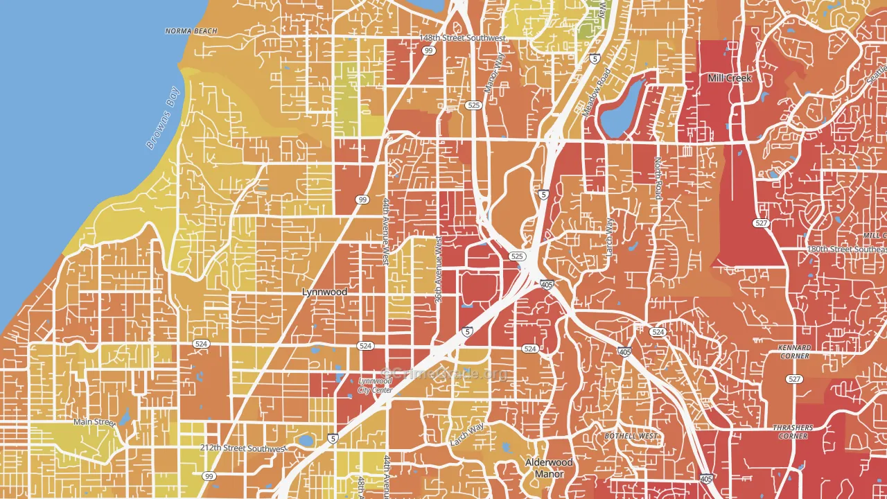 Lynnwood, WA Map of Drug-Related Crime Rates