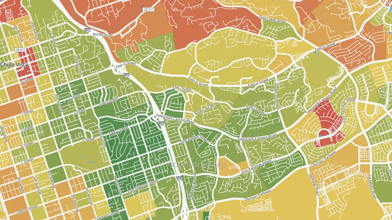 Lynwood Hills, Chula Vista, CA Map of Drug-Related Crime Rates