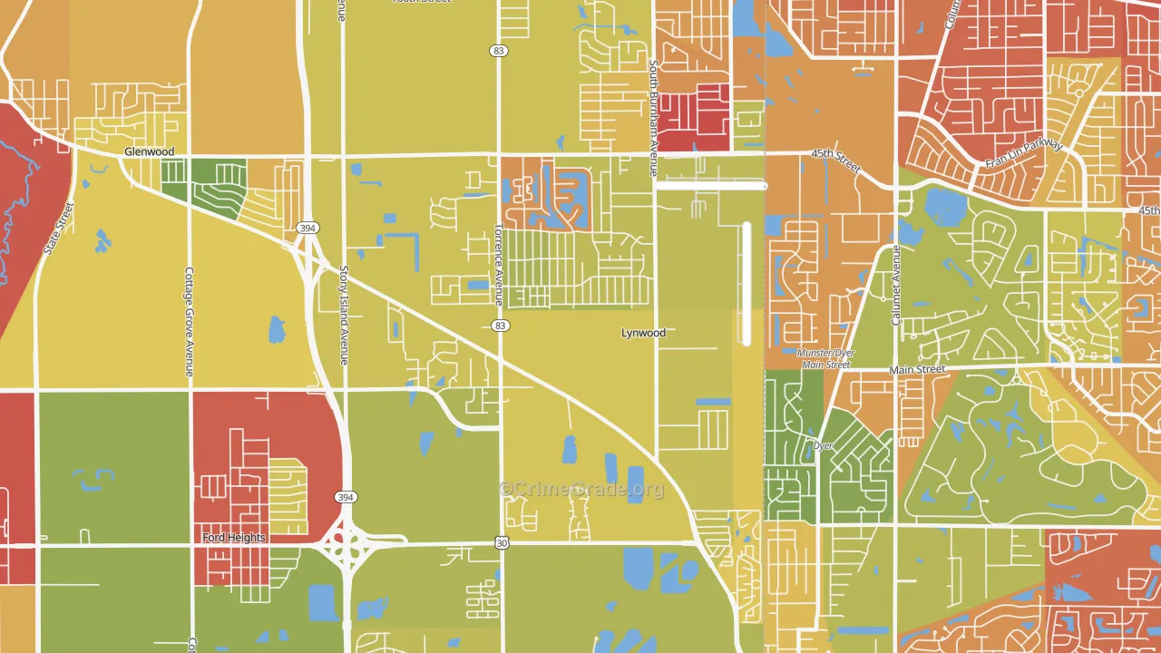 Lynwood, IL Map of Drug-Related Crime Rates