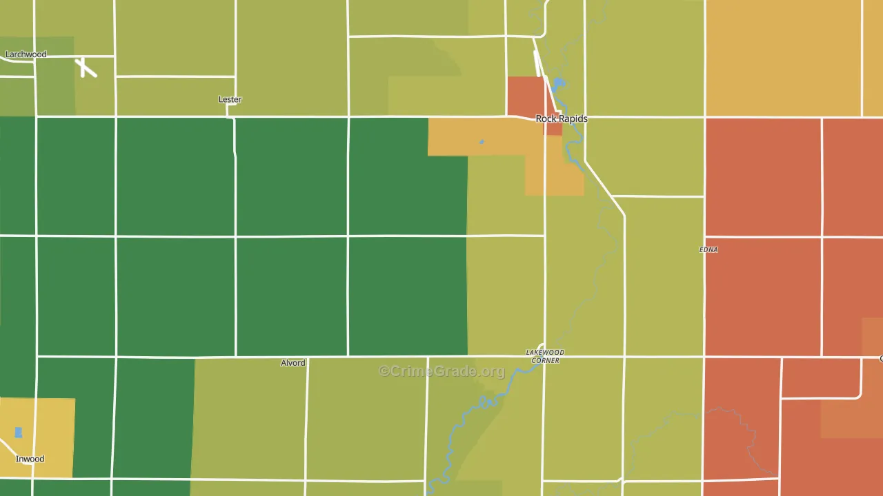 Lyon County, IA Map of Drug-Related Crime Rates