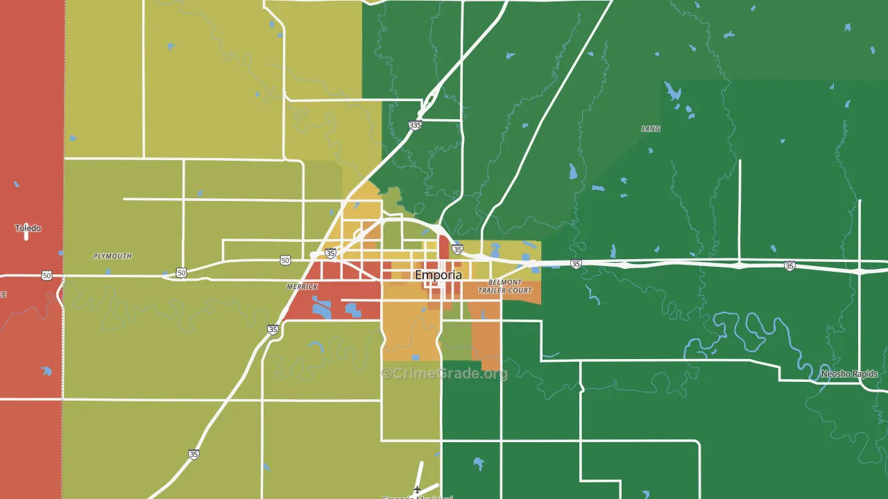 Lyon County, KS Map of Drug-Related Crime Rates