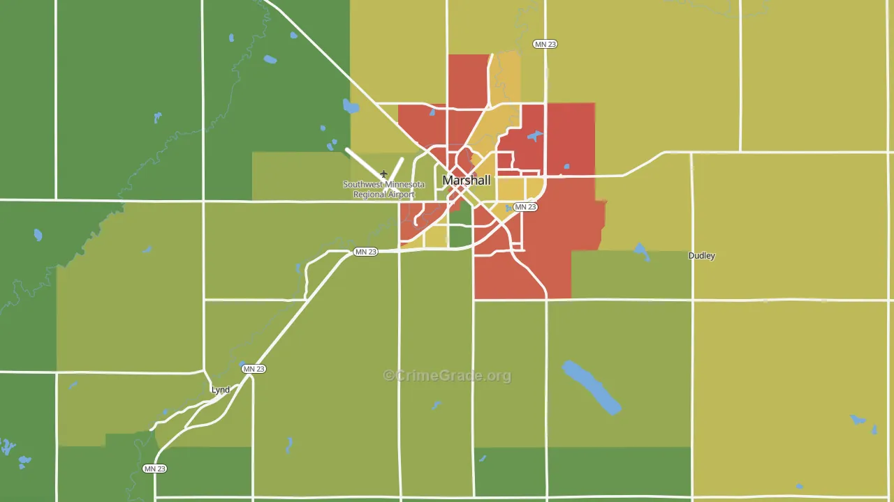 Lyon County, MN Map of Drug-Related Crime Rates