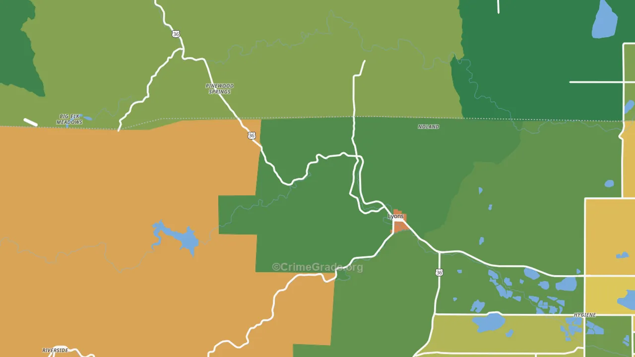 Lyons, CO Map of Drug-Related Crime Rates