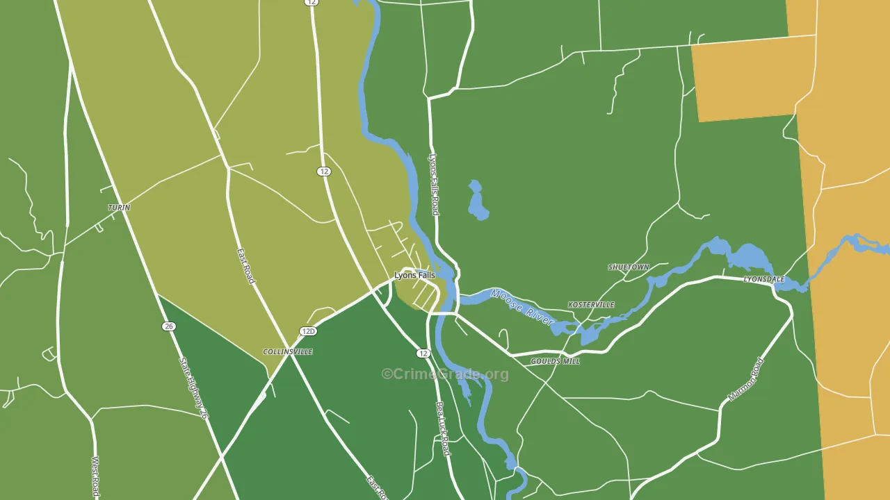 Lyons Falls, NY Map of Drug-Related Crime Rates
