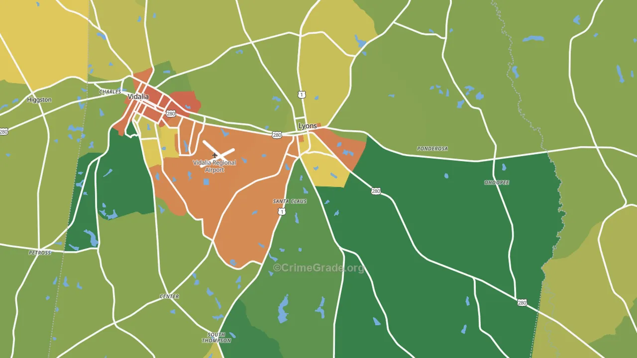 Lyons, GA Map of Drug-Related Crime Rates