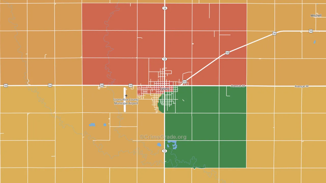 Lyons, KS Map of Drug-Related Crime Rates