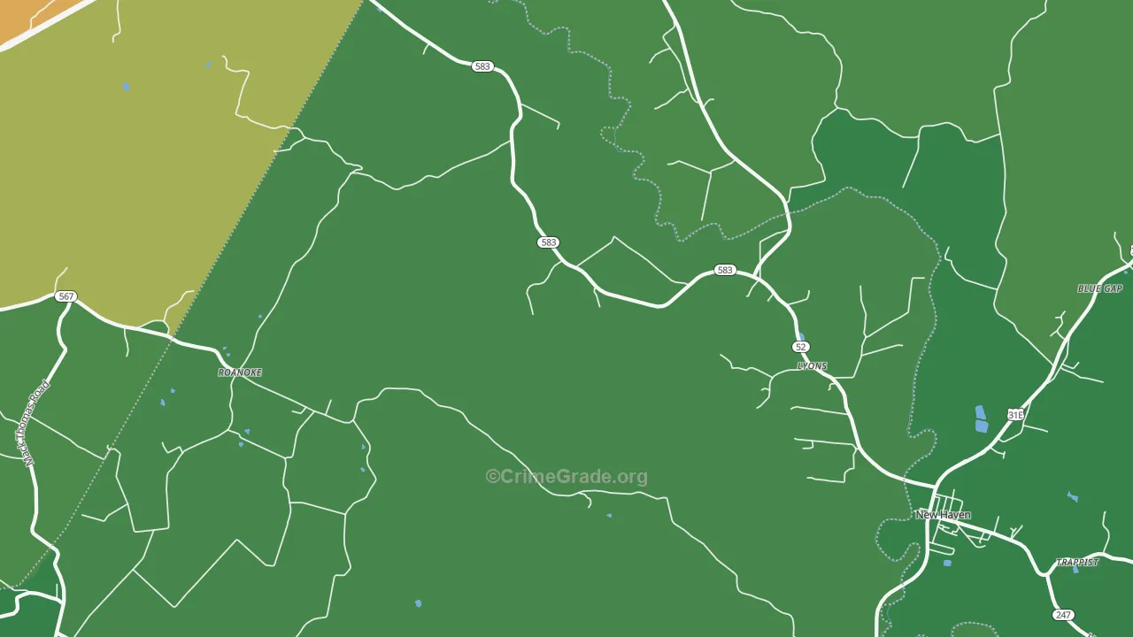 Lyons, KY Map of Drug-Related Crime Rates