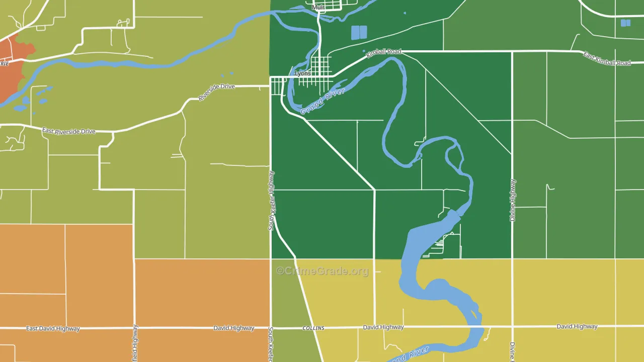 Lyons, MI Map of Drug-Related Crime Rates