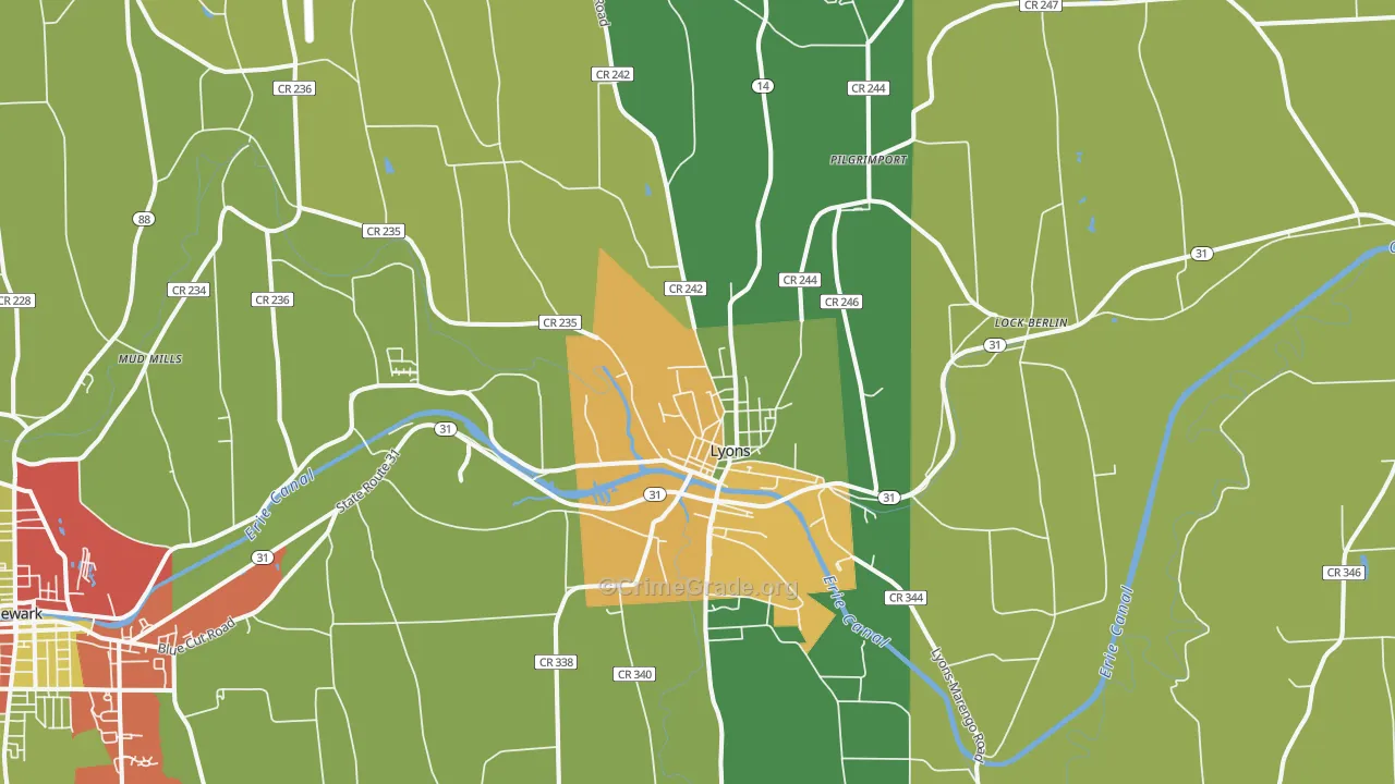 Lyons, NY Map of Drug-Related Crime Rates