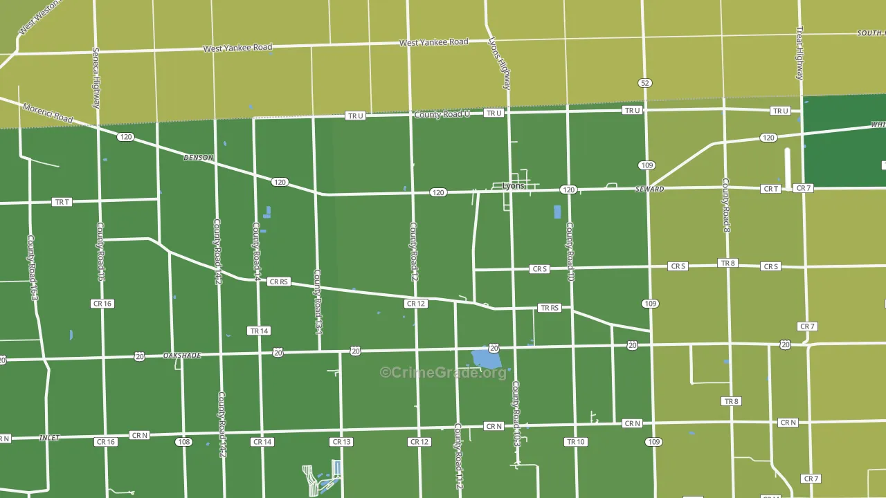Lyons, OH Map of Drug-Related Crime Rates