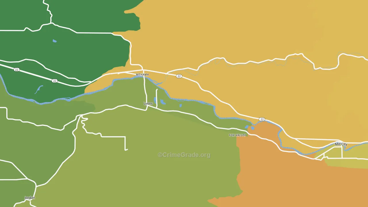 Lyons, OR Map of Drug-Related Crime Rates