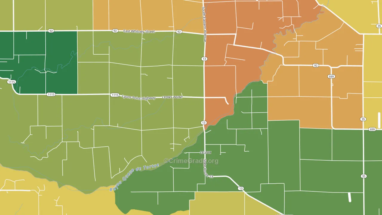 Lyons Point, LA Map of Drug-Related Crime Rates