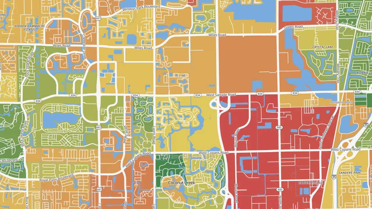 Lyons Tradewinds Park, Coconut Creek, FL Map of Drug-Related Crime Rates