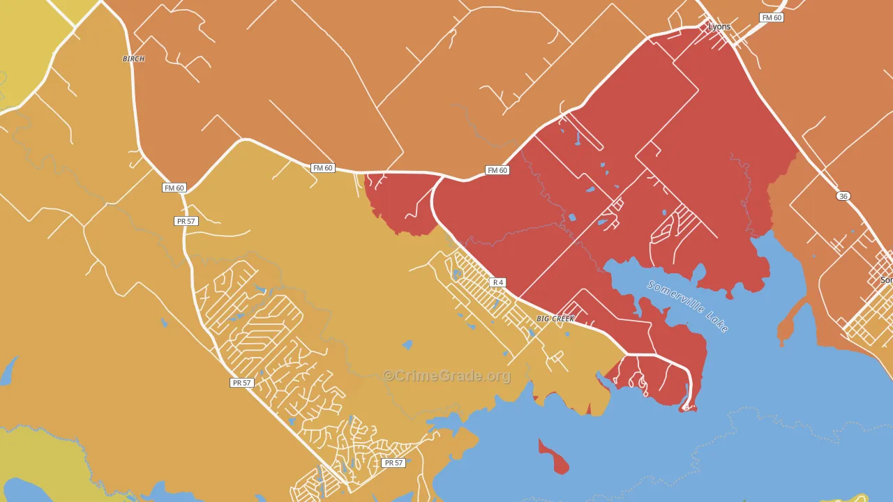 Lyons, TX Map of Drug-Related Crime Rates