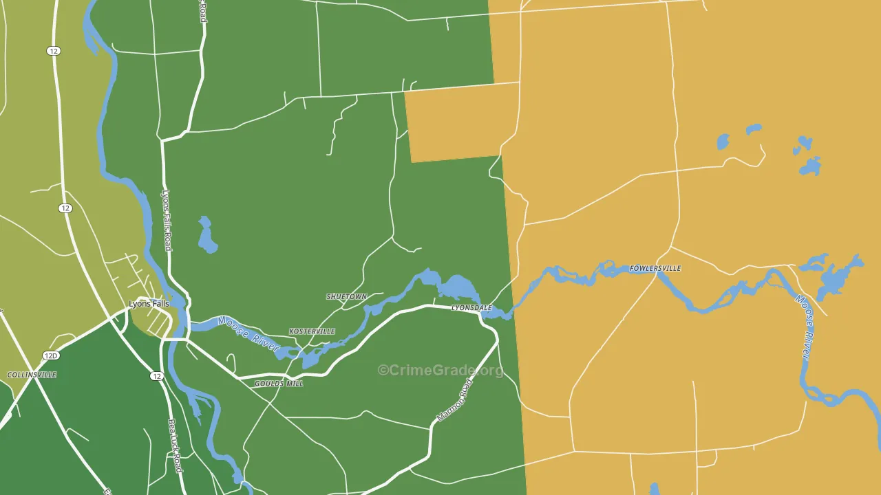 Lyonsdale, NY Map of Drug-Related Crime Rates
