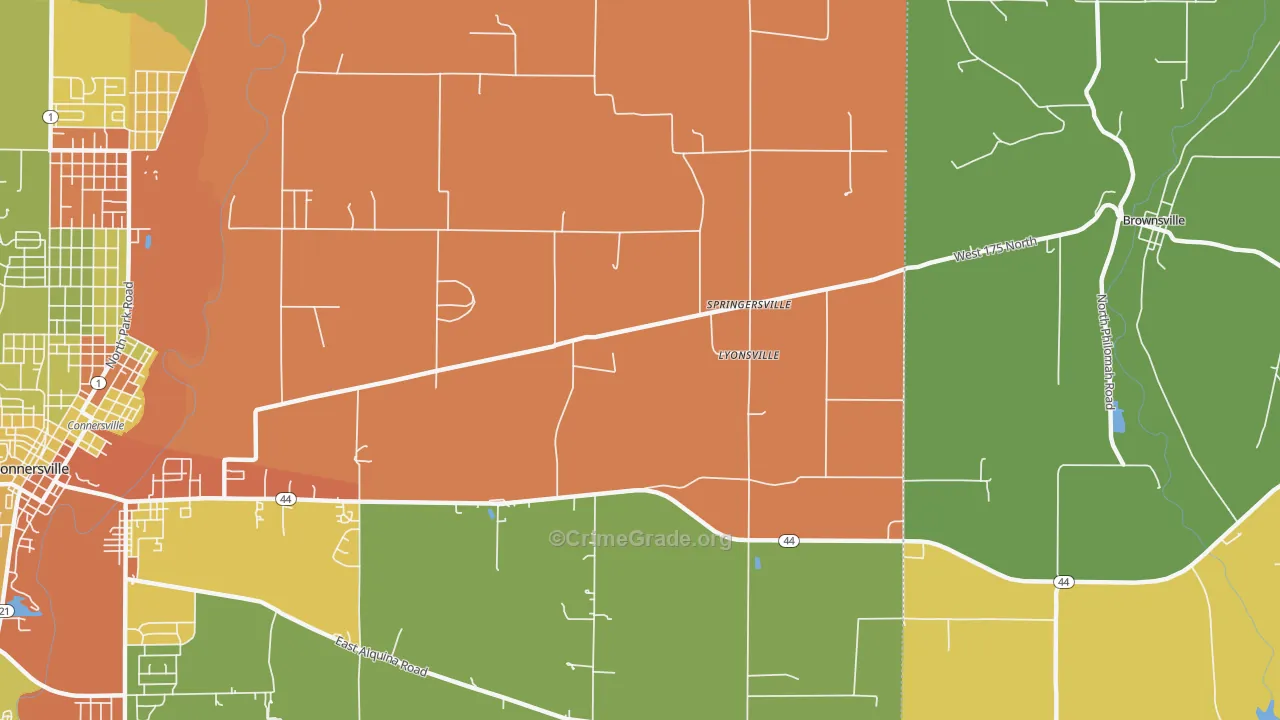 Lyonsville, IN Map of Drug-Related Crime Rates