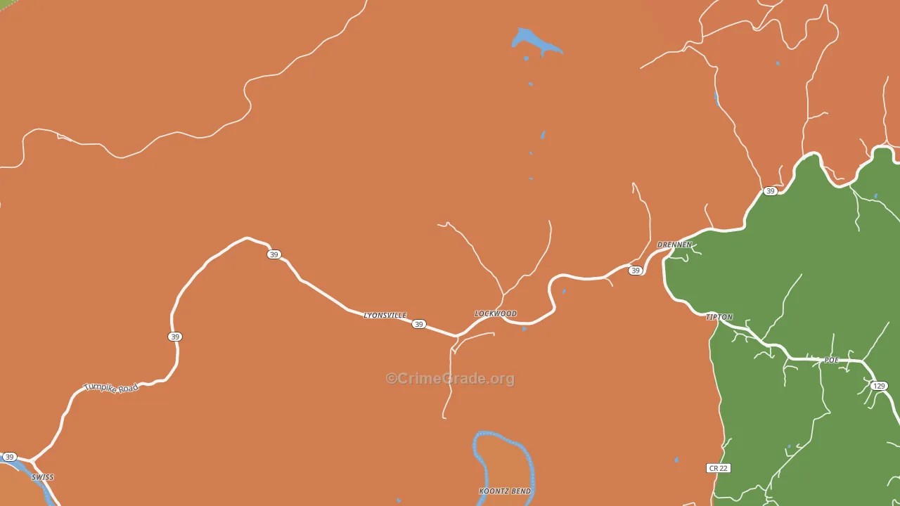 Lyonsville, WV Map of Drug-Related Crime Rates