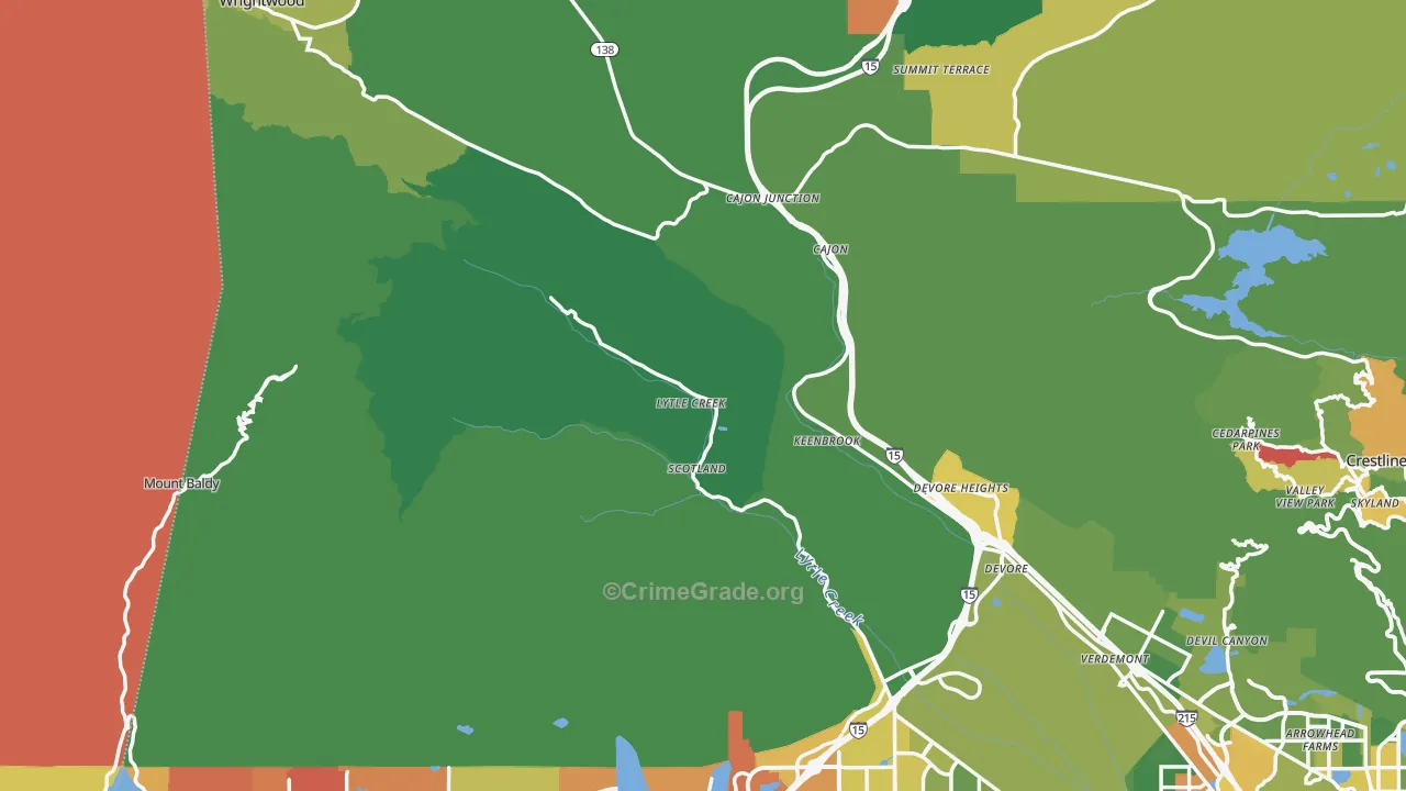 Lytle Creek, CA Map of Drug-Related Crime Rates