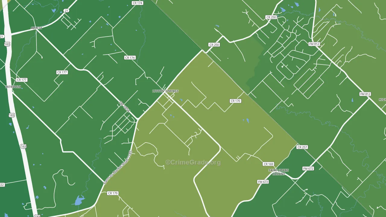 Lytton Springs, TX Map of Drug-Related Crime Rates