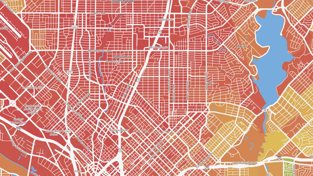 M Streets, Dallas, TX Map of Drug-Related Crime Rates