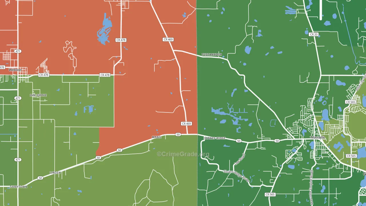Mabel, FL Map of Drug-Related Crime Rates