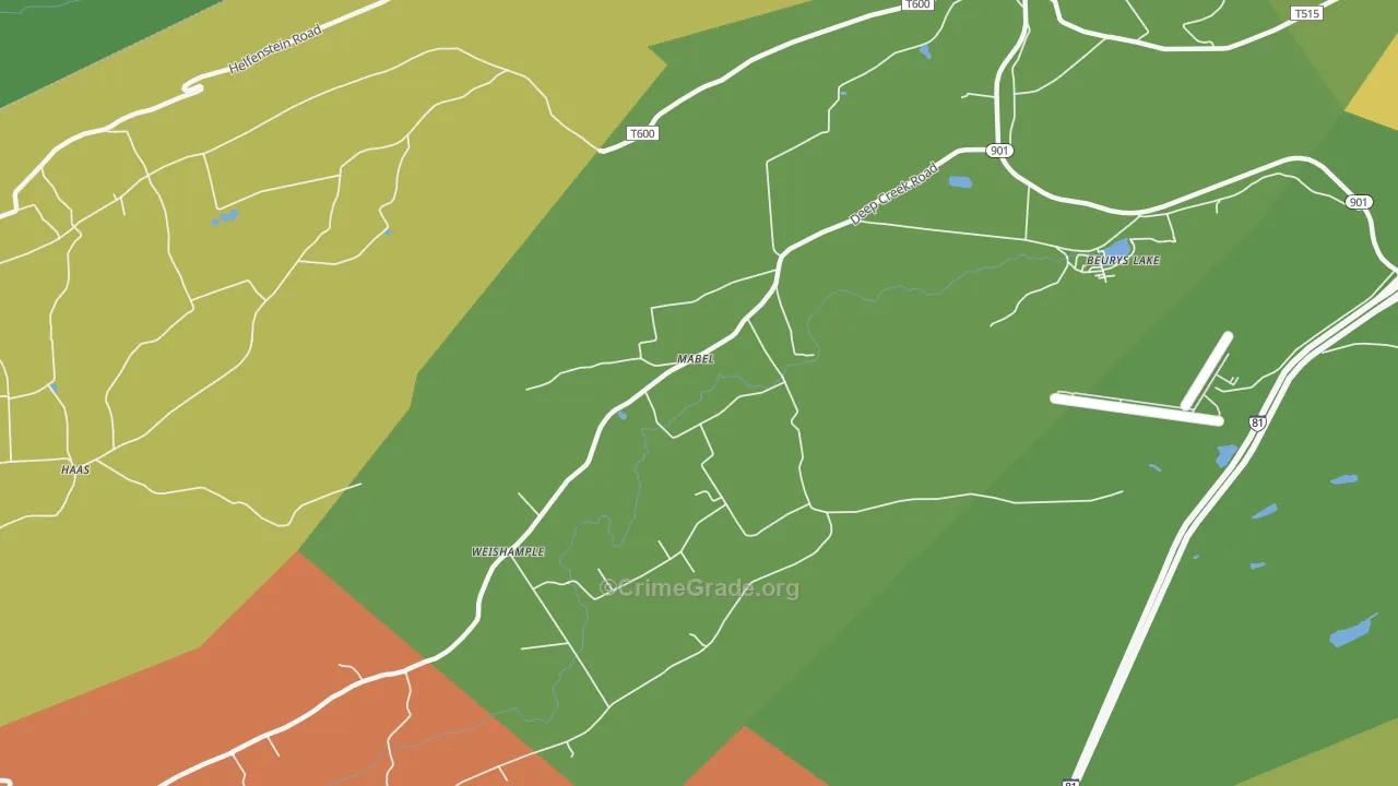 Mabel, PA Map of Drug-Related Crime Rates