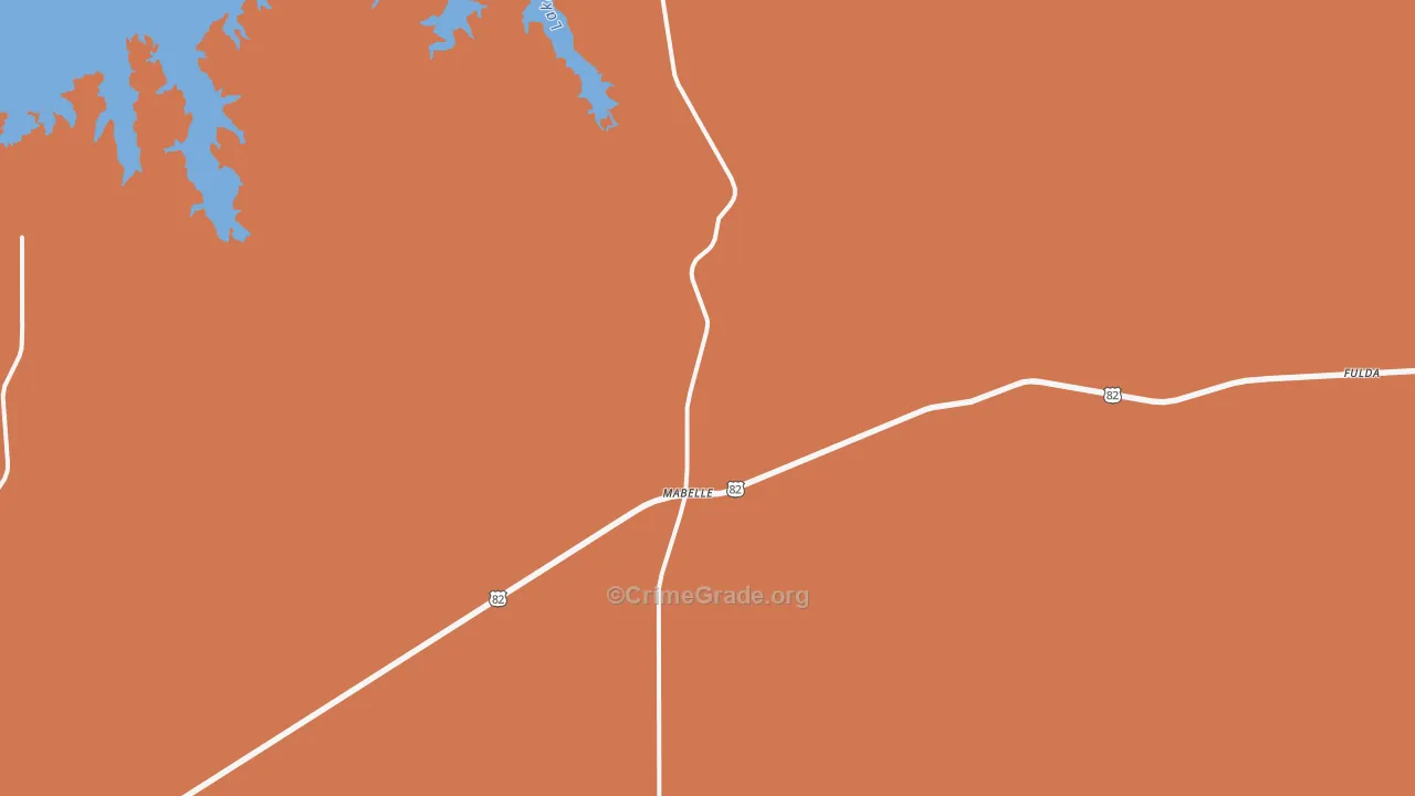 Mabelle, TX Map of Drug-Related Crime Rates