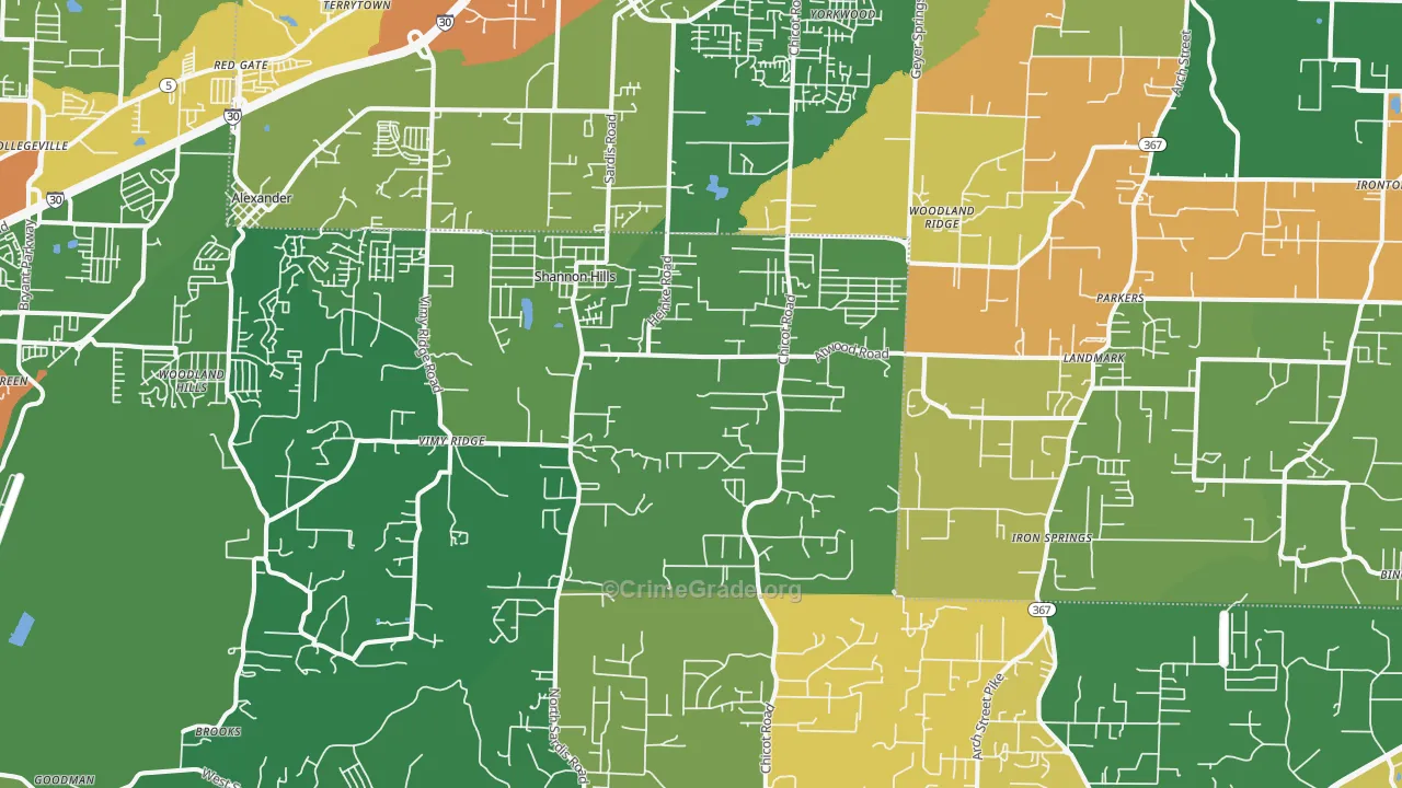 Mabelvale, AR Map of Drug-Related Crime Rates