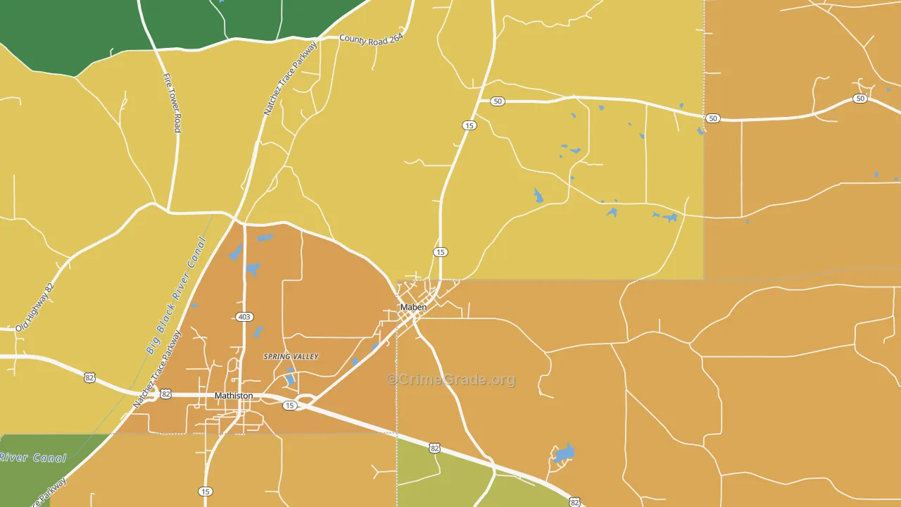 Maben, MS Map of Drug-Related Crime Rates