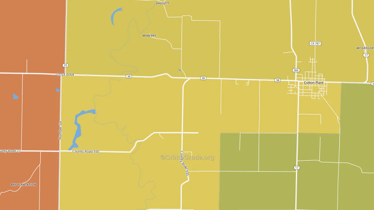 Maberry, AR Map of Drug-Related Crime Rates