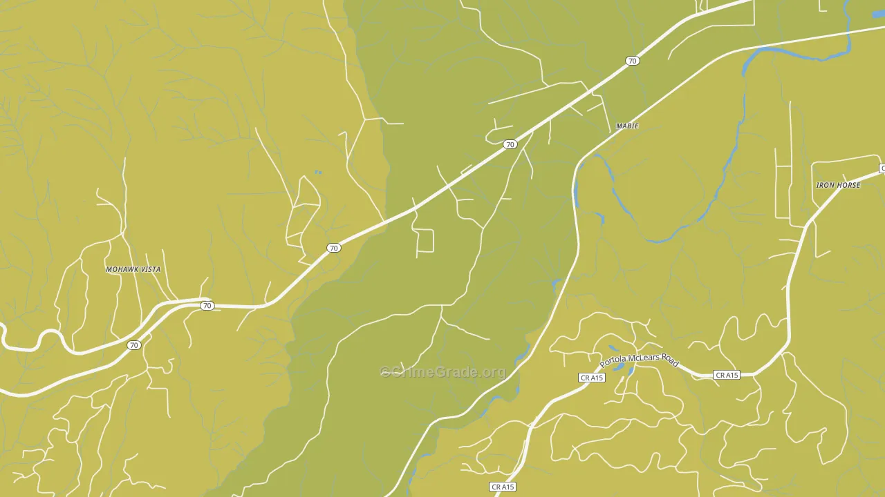 Mabie, CA Map of Drug-Related Crime Rates