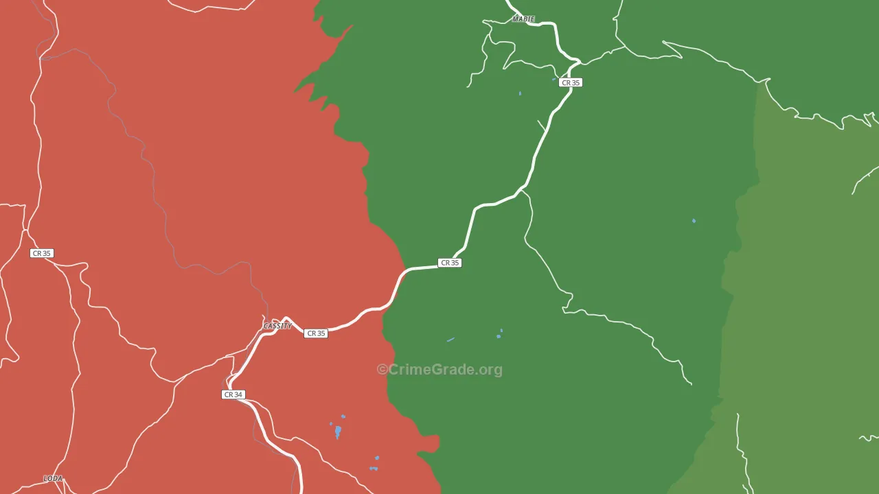 Mabie, WV Map of Drug-Related Crime Rates