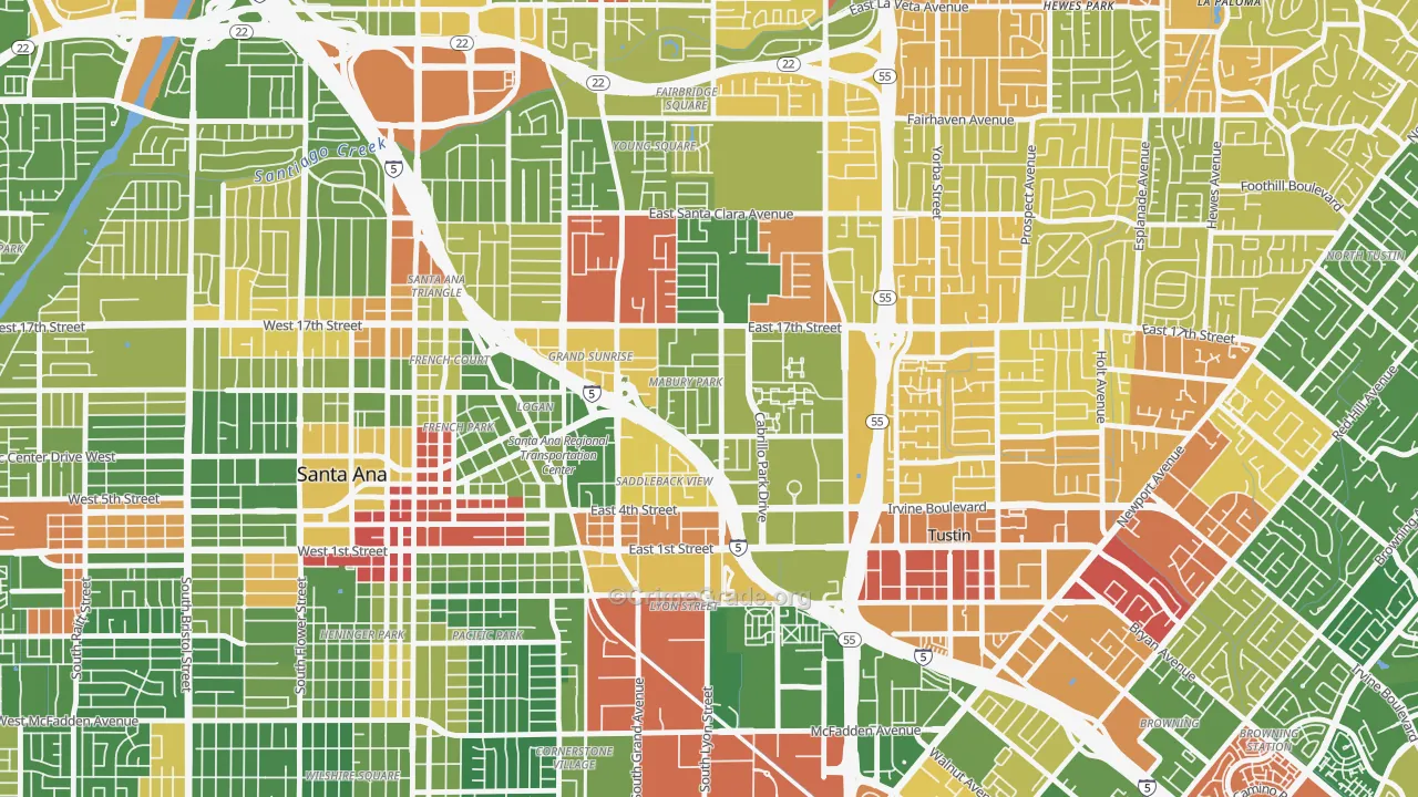 Mabury Park, Santa Ana, CA Map of Drug-Related Crime Rates