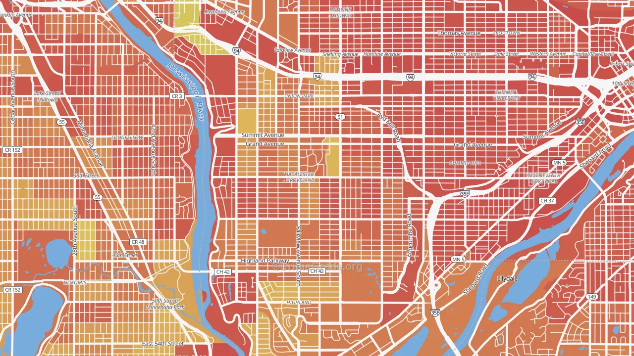 Macalester-Groveland, St. Paul, MN Map of Drug-Related Crime Rates