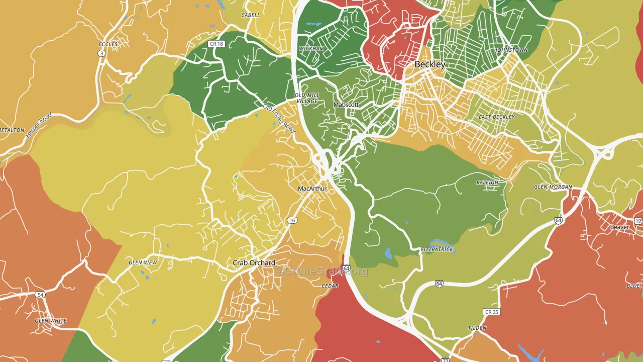 MaCarthur, WV Map of Drug-Related Crime Rates