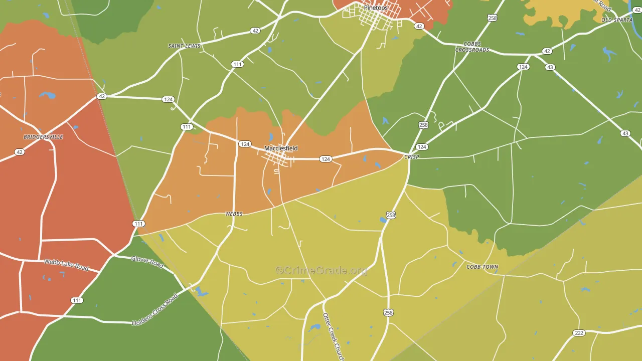Macclesfield, NC Map of Drug-Related Crime Rates