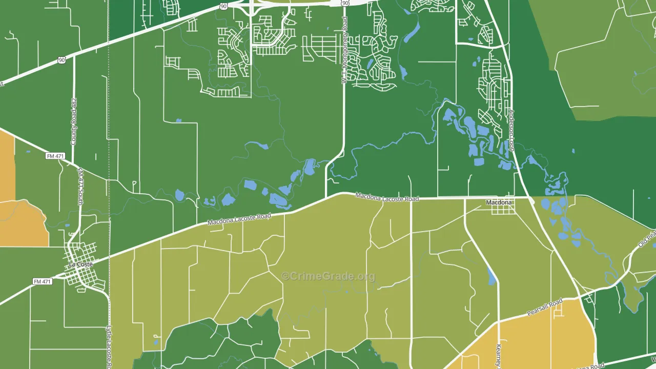 Macdona, TX Map of Drug-Related Crime Rates