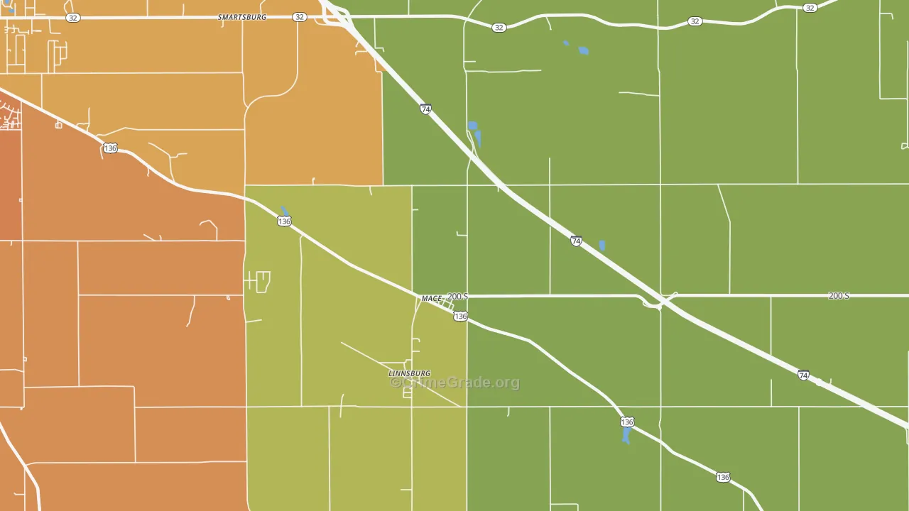 Mace, IN Map of Drug-Related Crime Rates