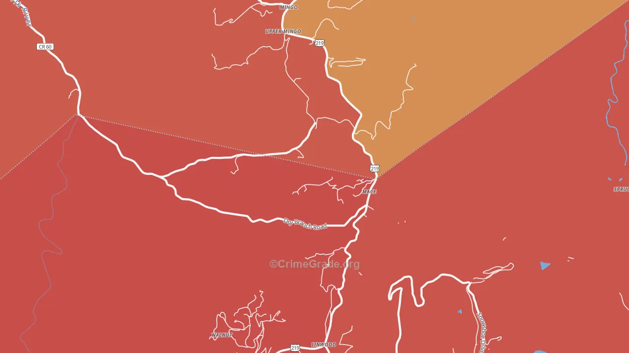 Mace, WV Map of Drug-Related Crime Rates