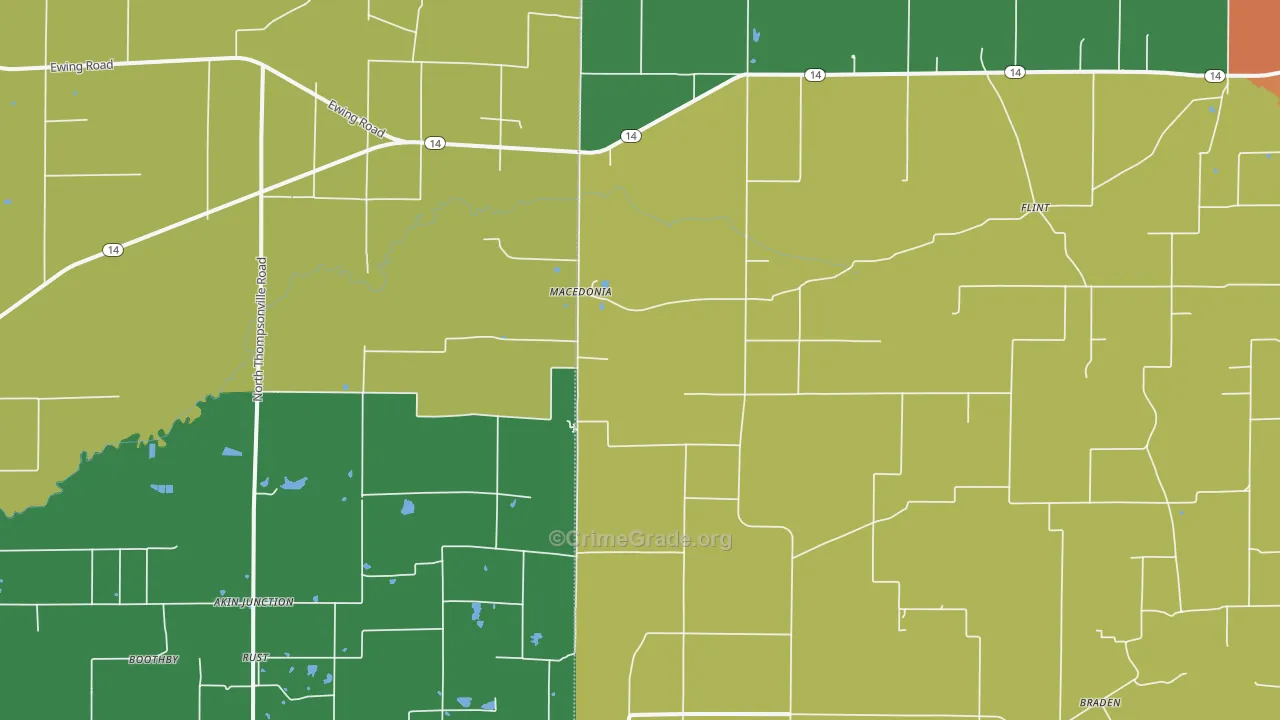 Macedonia, IL Map of Drug-Related Crime Rates