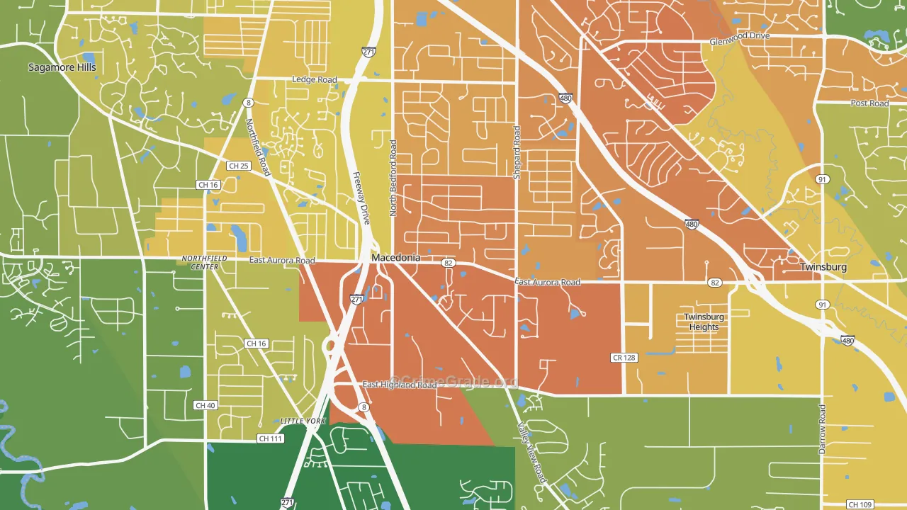 Macedonia, OH Map of Drug-Related Crime Rates