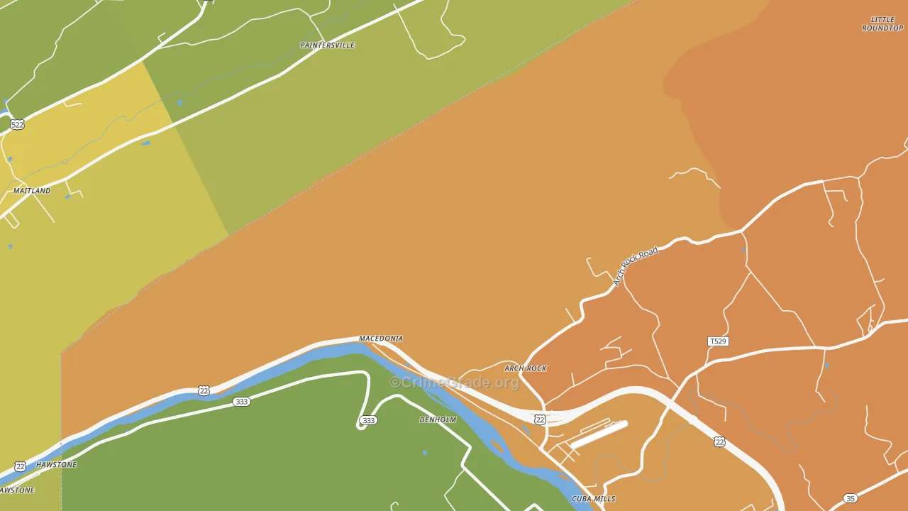 Macedonia, PA Map of Drug-Related Crime Rates