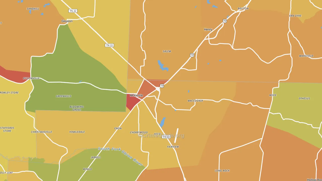Macedonia, TN Map of Drug-Related Crime Rates
