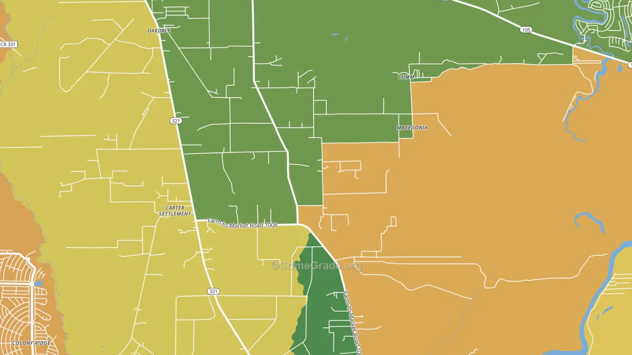 Macedonia, TX Map of Drug-Related Crime Rates