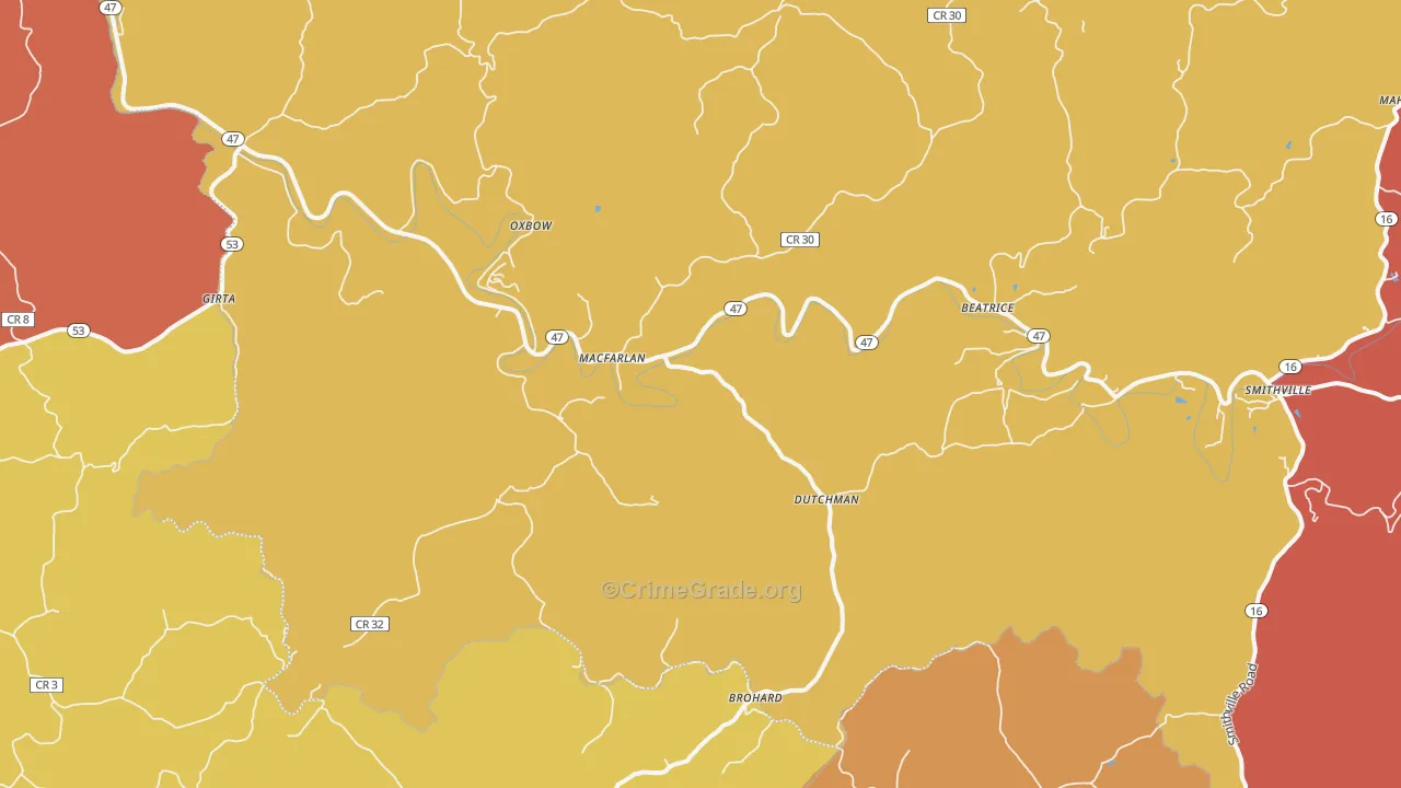 Macfarlan, WV Map of Drug-Related Crime Rates