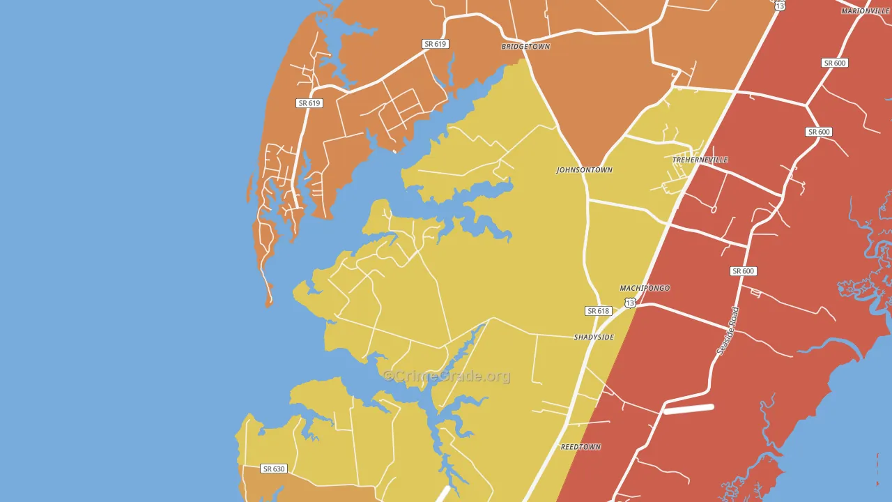 Machipongo, VA Map of Drug-Related Crime Rates